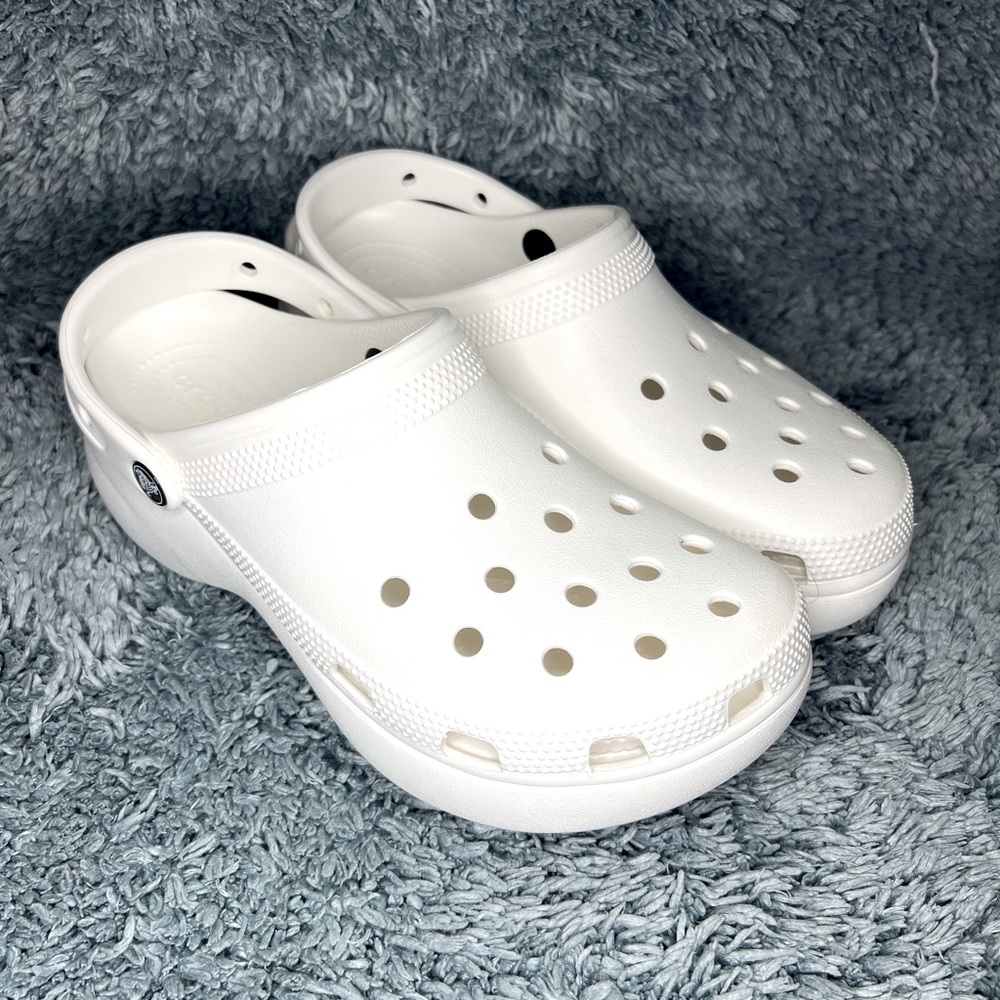 White Crocs Classic Platform